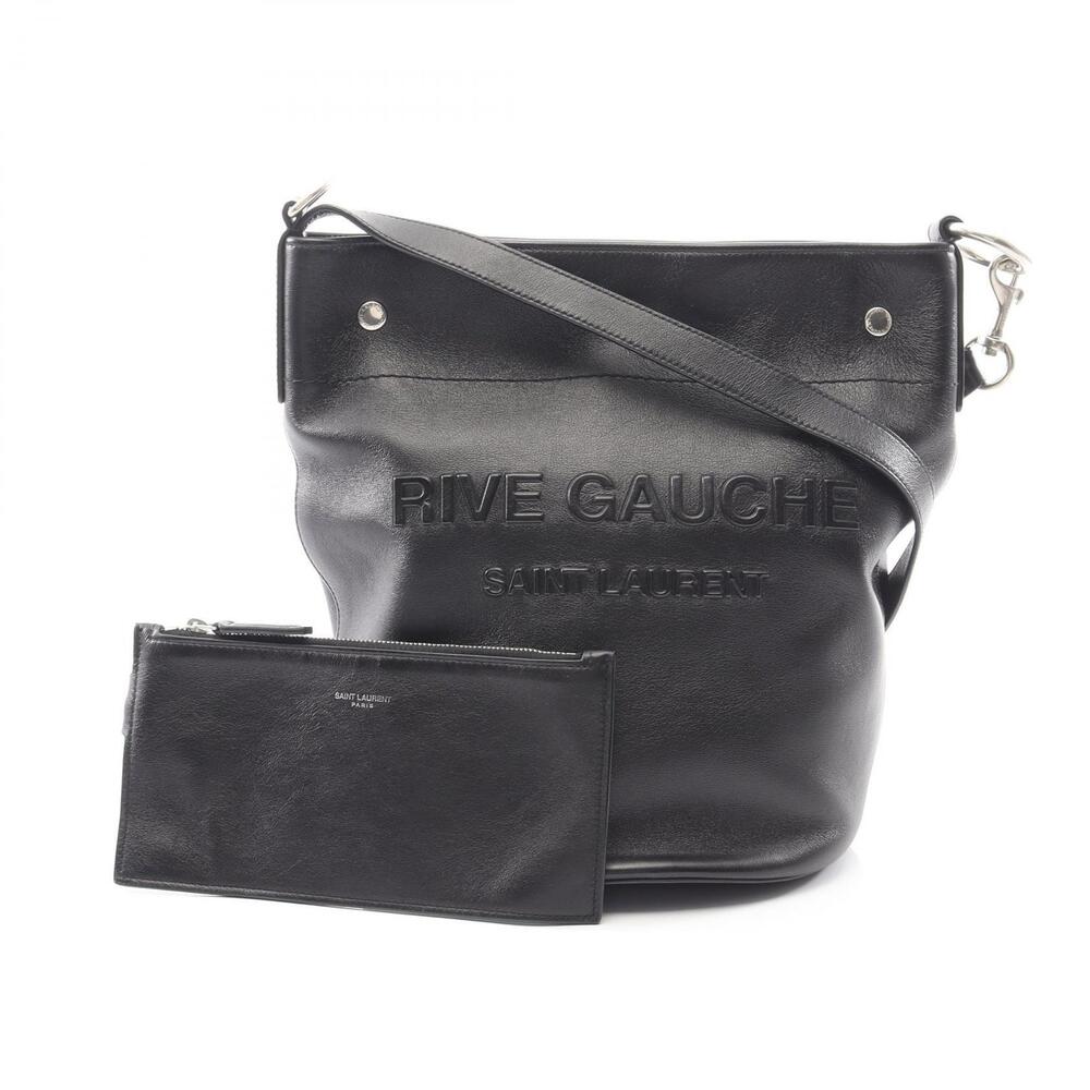 Saint Laurent Paris RIVE GAUCHE Bucket Shoulder Bag Leather Black